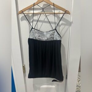 River Island Black Camisole with Silver Sequins